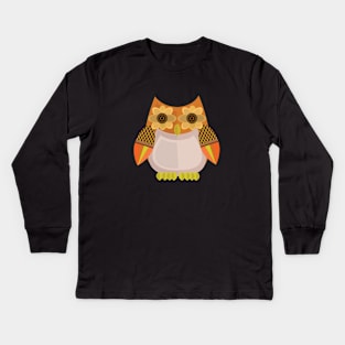 Harvest Owl - Orange Kids Long Sleeve T-Shirt